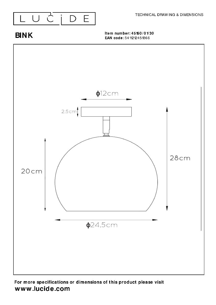 Потолочный светильник Lucide Bink 45150/01/30