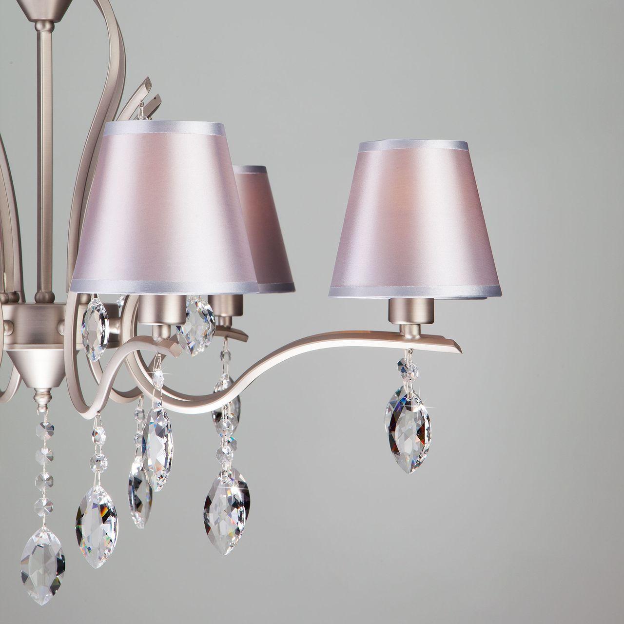 Подвесная люстра Eurosvet Aurelia 10089/8 сатин-никель/прозрачный хрусталь Strotskis