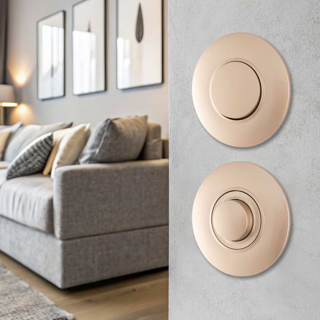 Выключатель круглый одноклавишный с рамкой Arte Milano SET08-1-30-1 shampan