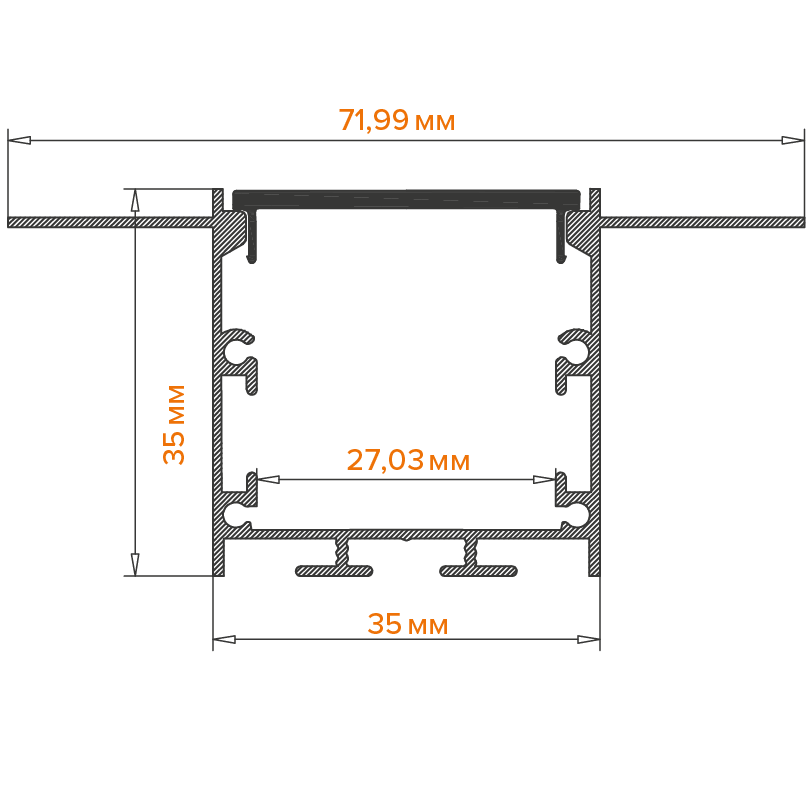 Профиль встраиваемый Wolta WAP-I-72/35/3000-A
