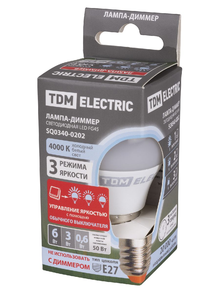 Лампа светодиодная диммируемая TDM Electric E27 6W 4000K матовая SQ0340-0202