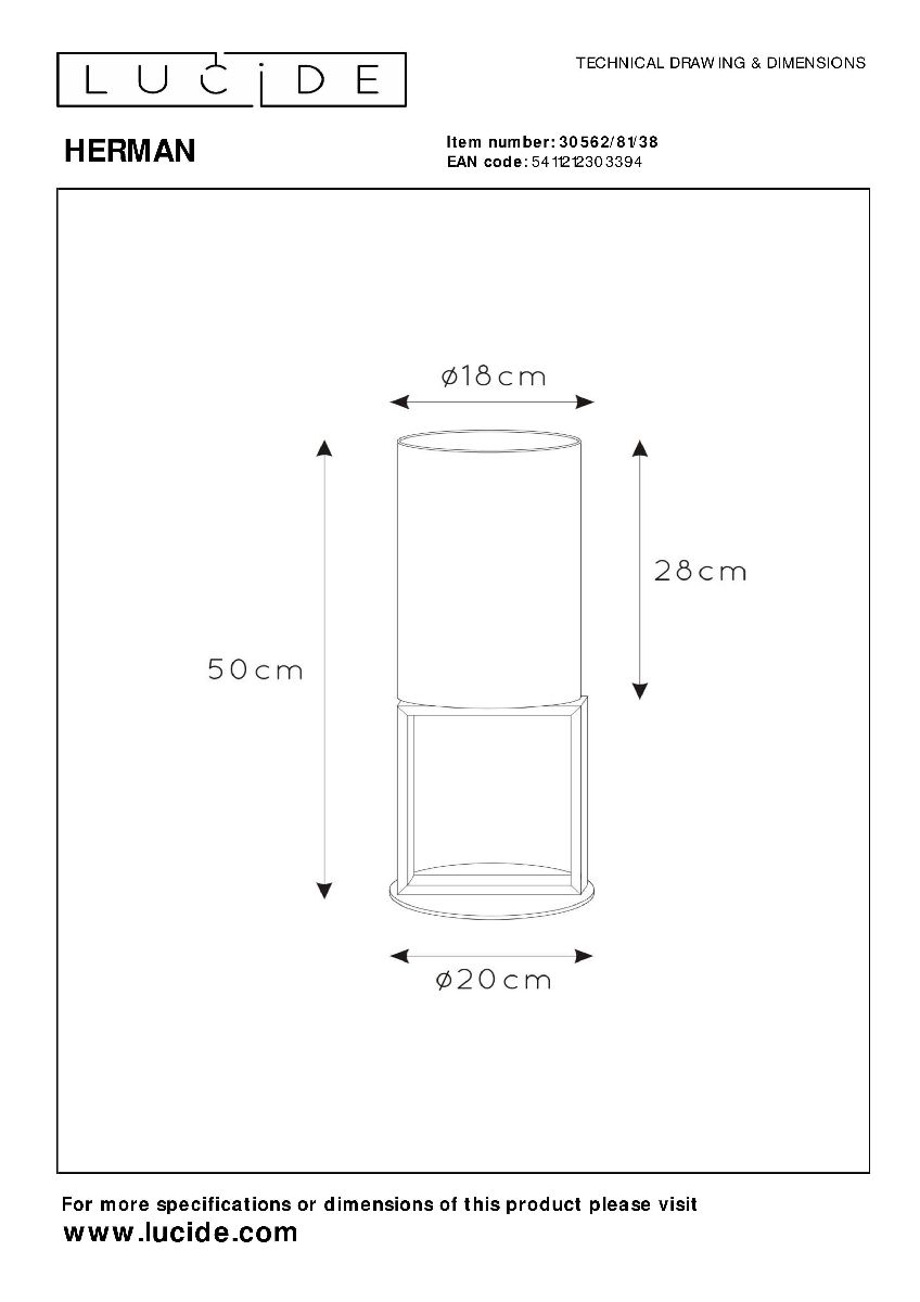 Настольная лампа Lucide Herman 30562/81/38