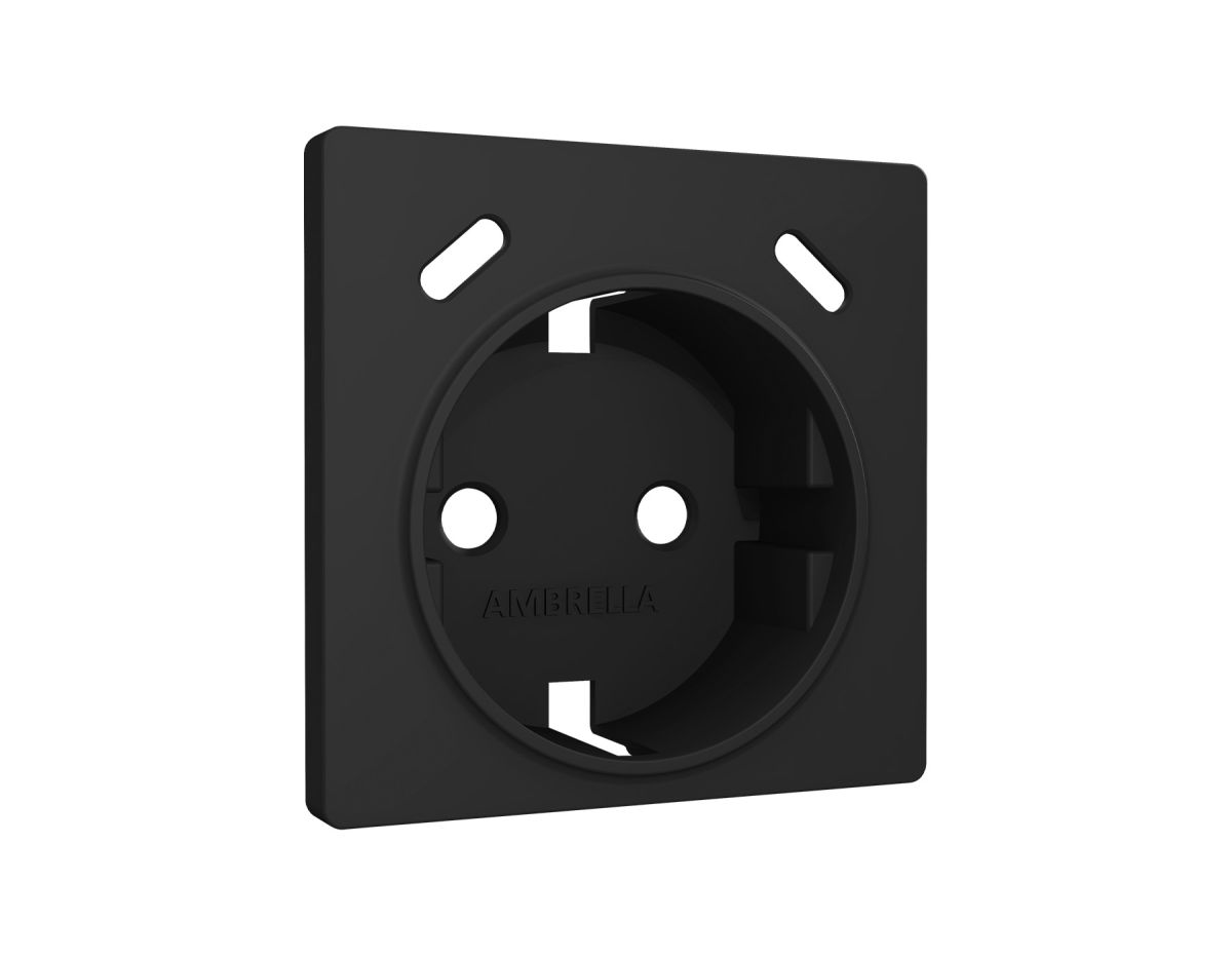 Лицевая панель Alfa (Черный матовый) для электрической розетки с/з со шторками 2USB C+C Quant Ambrella Volt AP8105