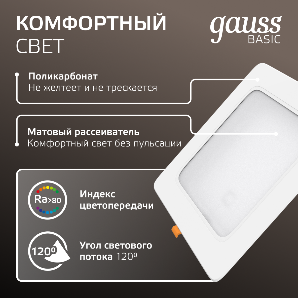 Точечный светильник квадрат Gauss Downlight 9031420218