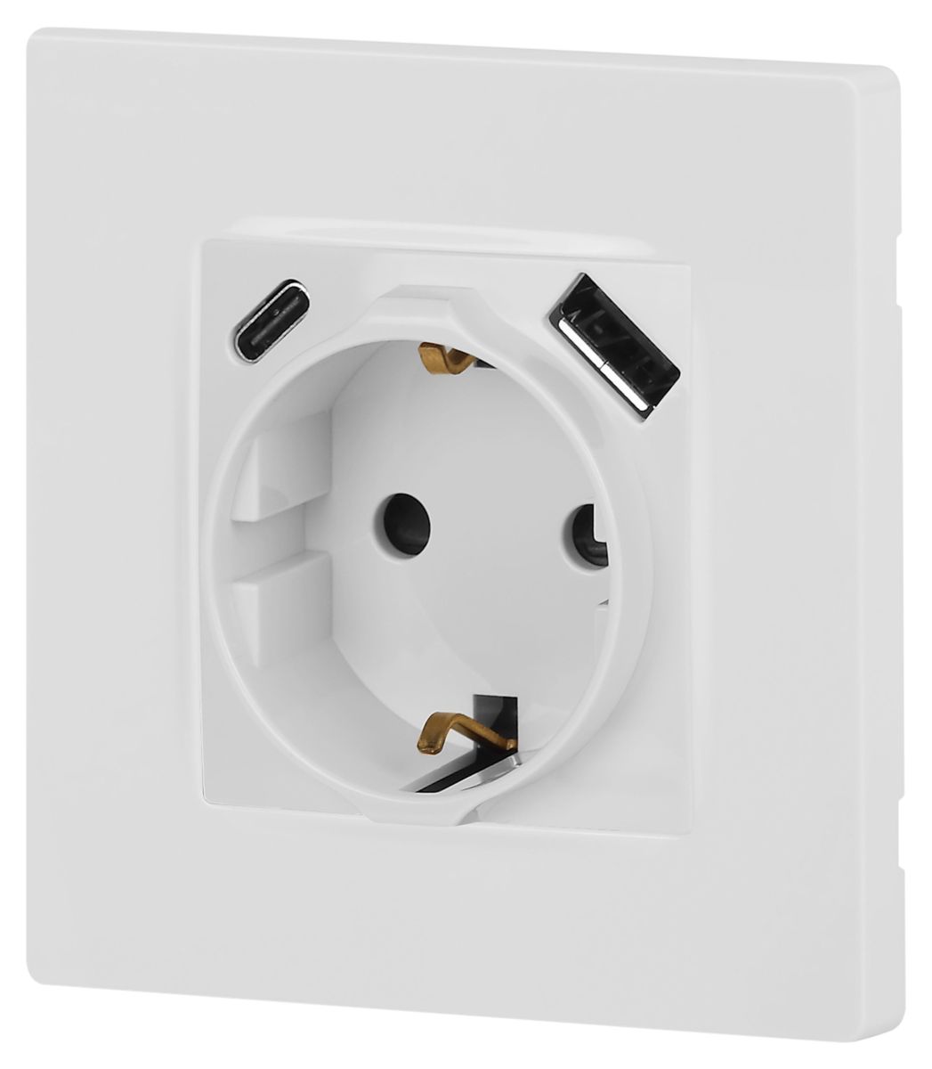 Розетка со шторками с USB type-A+C Эра 12-4108-01 Б0067752