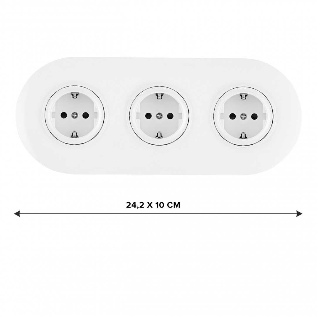 Круглая розетка тройная (трехпостовая) с/з и шторками Arte Milano SET08-3-40-1x3 white