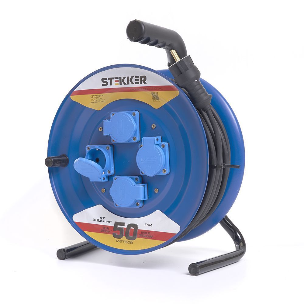 Удлинитель на металлической катушке 4-местный Stekker PRF02-41-50 50м 39297