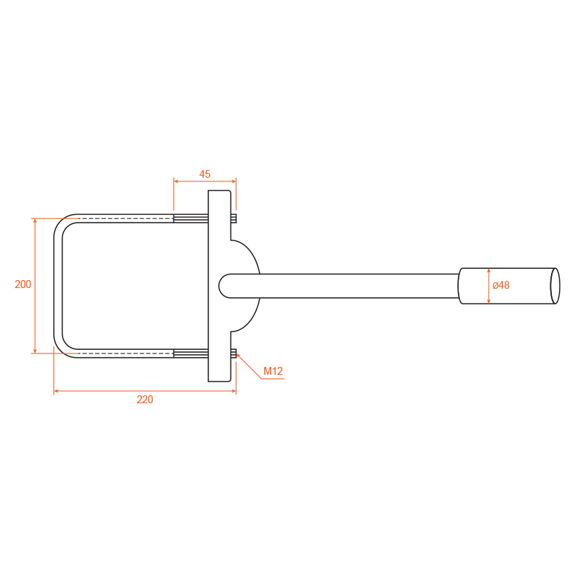 Кронштейн приставной для консольного светильника Wolta К1П-035-05-2-012х06-Б