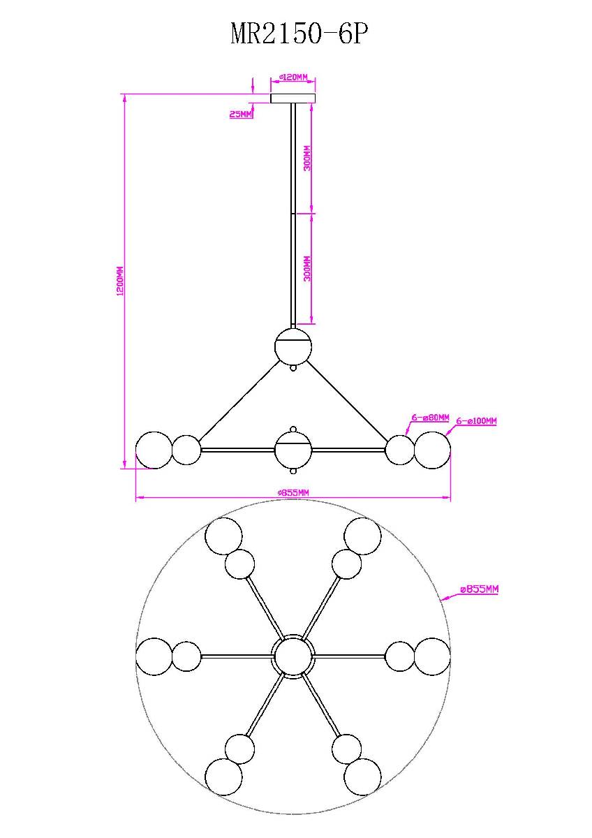 Подвесная люстра Myfar Paulo MR2150-6P