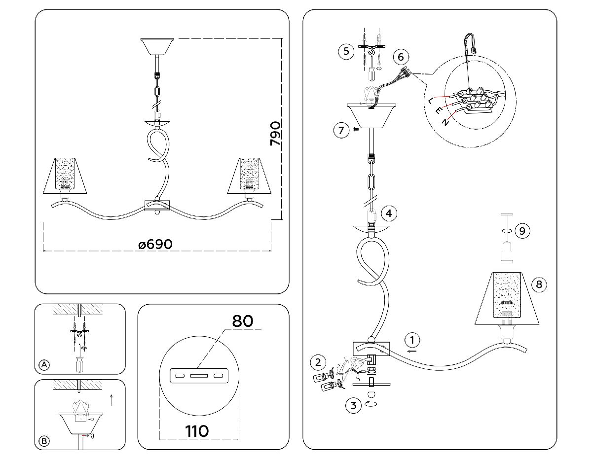 Подвесная люстра Ambrella Light High Light Modern LH57081