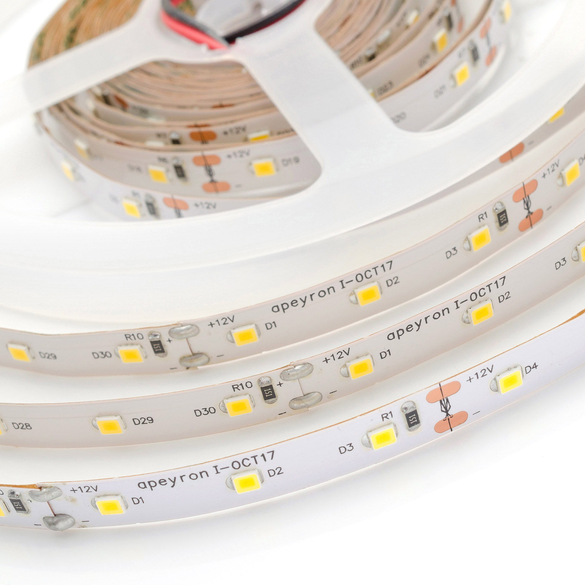 Светодиодная лента Apeyron 12В СТ 4,8Вт/м smd3528, 60д/м IP67 (НАНО) 280Лм/м 5м 4000К 00-148