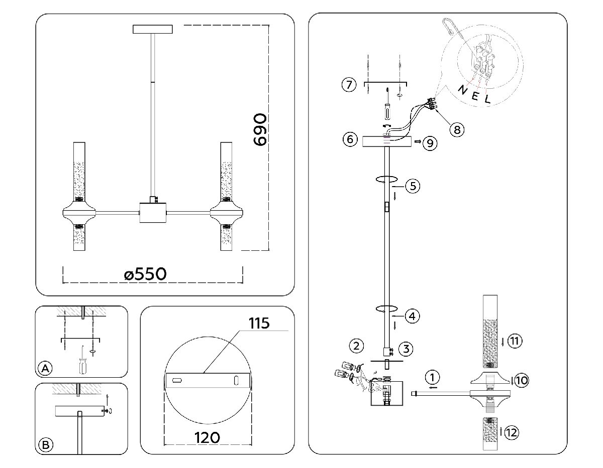 Люстра на штанге Ambrella Light High Light Modern LH55351