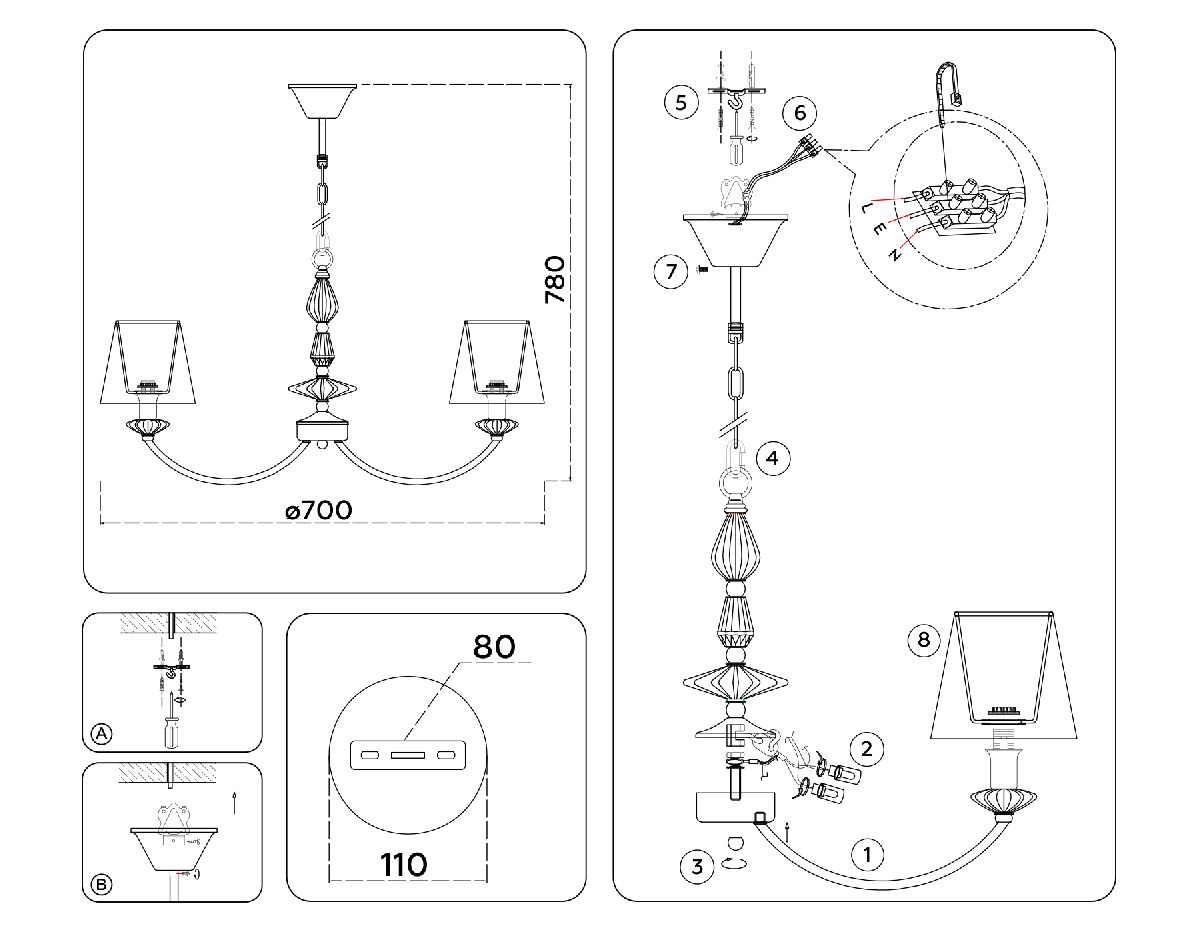 Подвесная люстра Ambrella Light High Light Ceramo Classic LH75024
