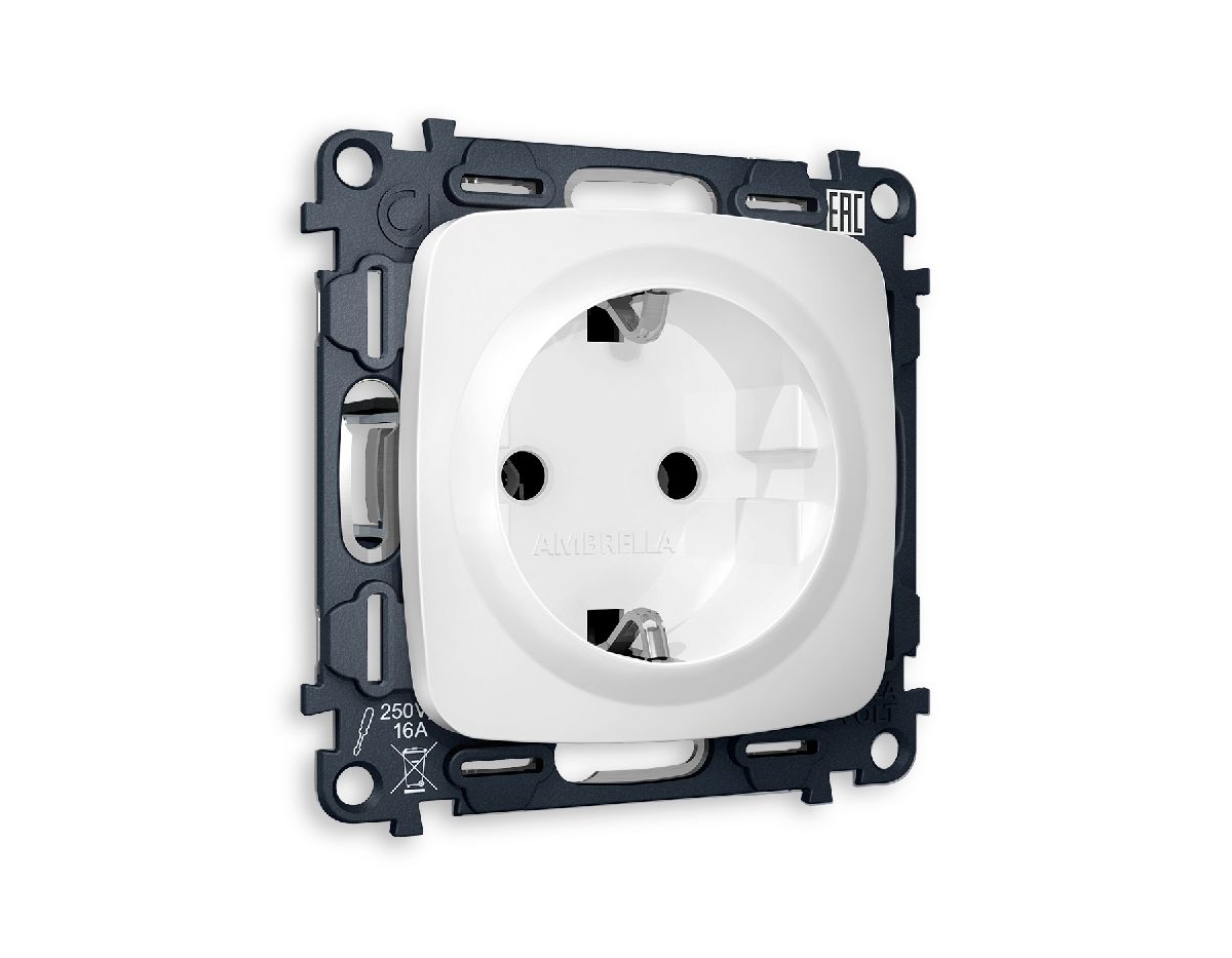 Комплект механизма розетки с/з на винтовых зажимах Ambrella Volt Omega MO126010