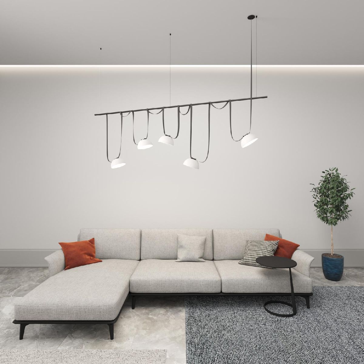 Трековый однофазный светильник Denkirs Belty Flow DK5561-WH+BK