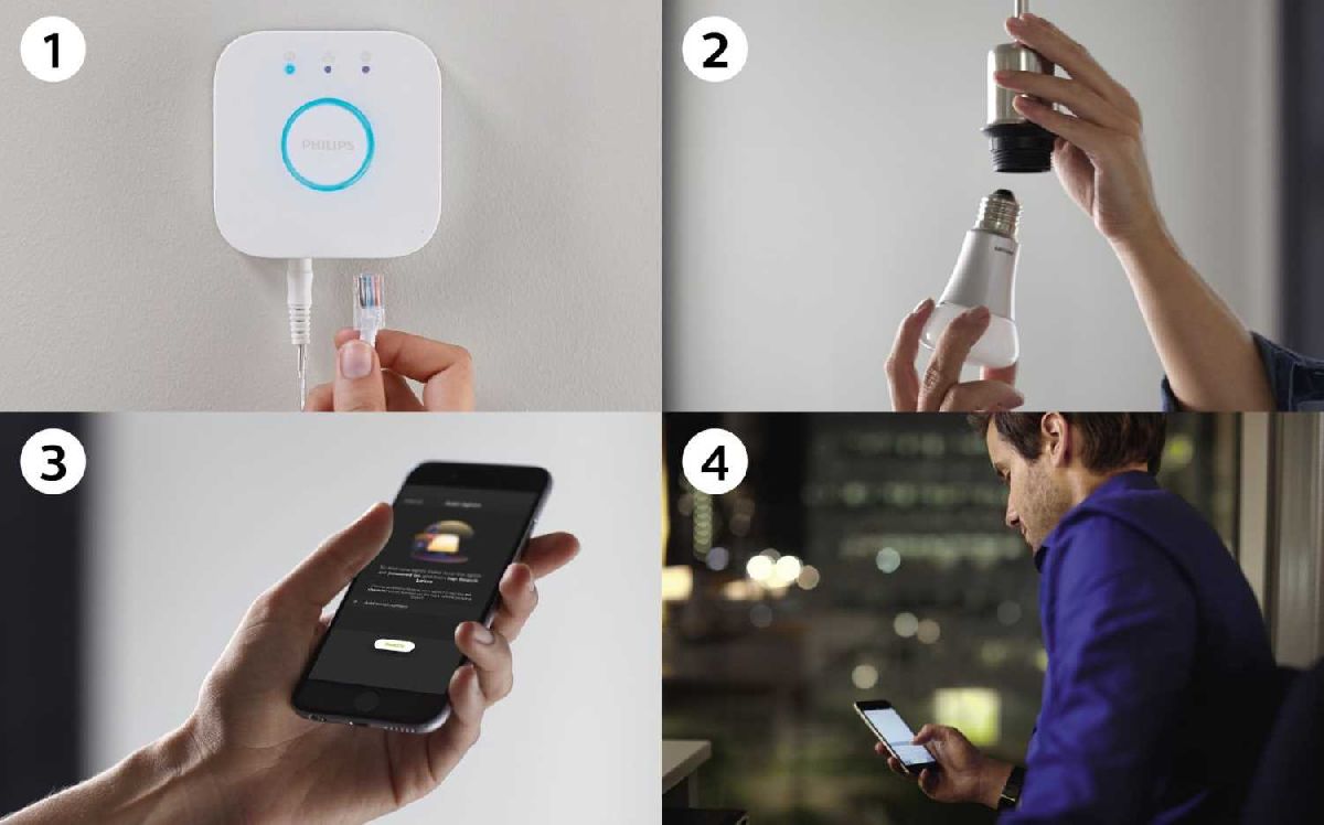 Набор из 3 белых ламп, блока управления и диммера Philips Hue E27 9W 929001821620