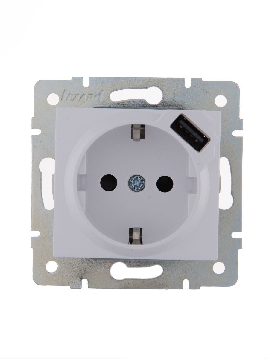Розетка с/з + USB Lezard Karina 707-0288-181