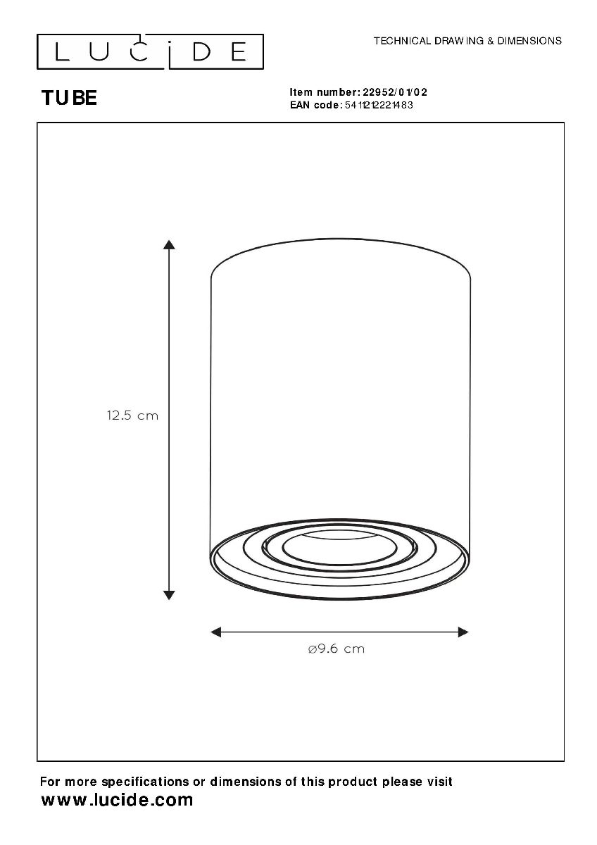 Накладной светильник Lucide Tube 22952/01/02