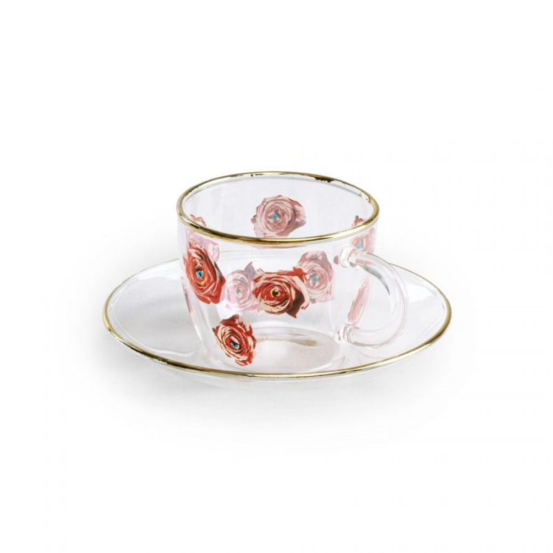 Блюдце с чашкой Roses Seletti Toiletpaper Glass 15971