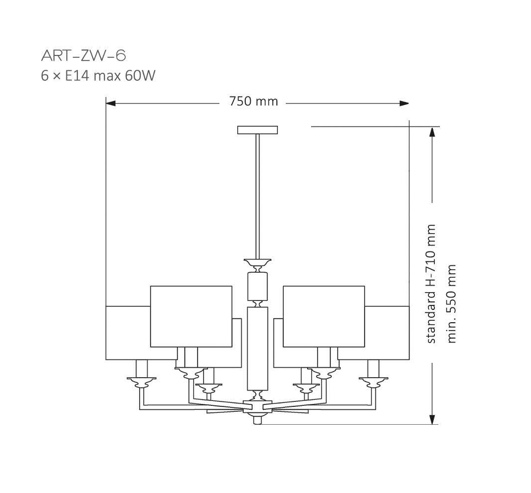 Подвесная люстра Kutek Mood Artu ART-ZW-6 (N)