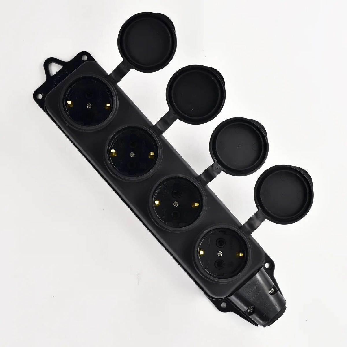 Розетка наружная четырехместная с заглушками Lezard Каучук 106-0400-0107/107