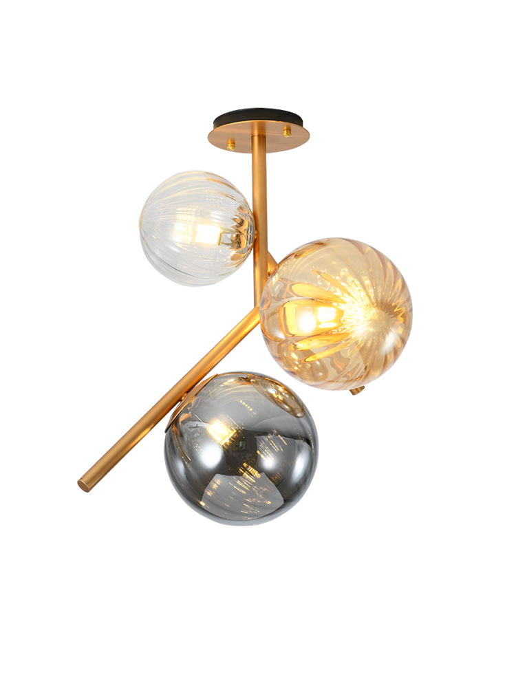 Люстра на штанге Elvan LU-9932/3R-E14-BrClAmbSm