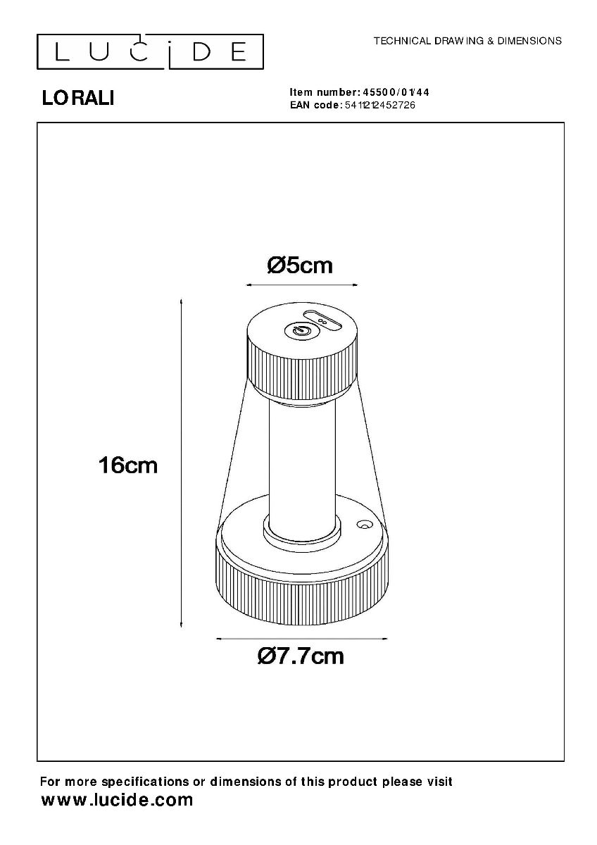 Уличный светильник Lucide Lorali 45500/01/44