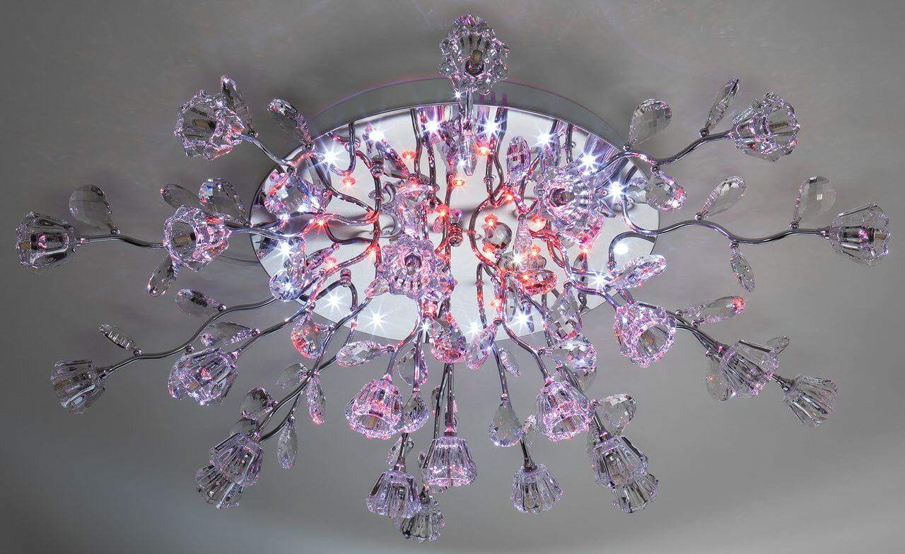 Потолочная светодиодная люстра Eurosvet Bloomy 80115/23 хром/синий+красный+фиолетовый