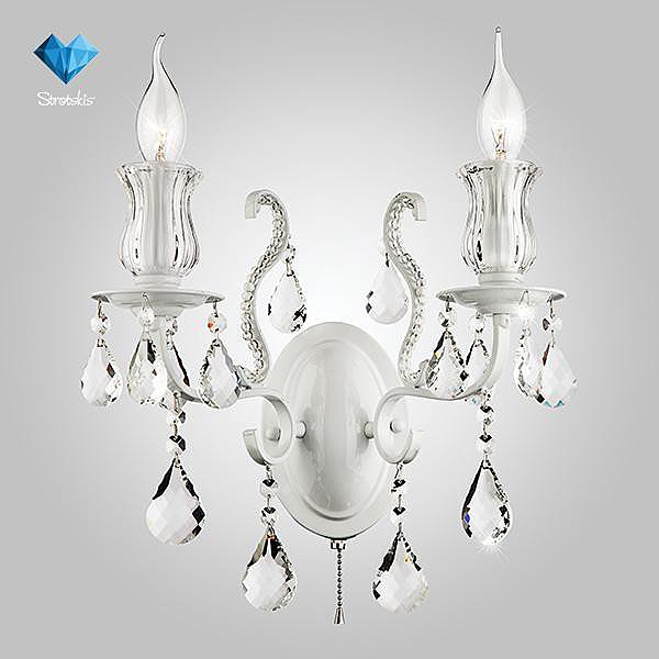 Бра Eurosvet Blossom 10077/2 глянцевый белый/прозрачный хрусталь Strotskis