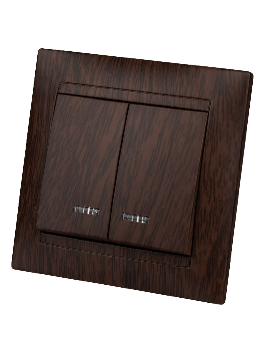 Выключатель двухклавишный с подсветкой Лама TDM Electric SQ1815-0405