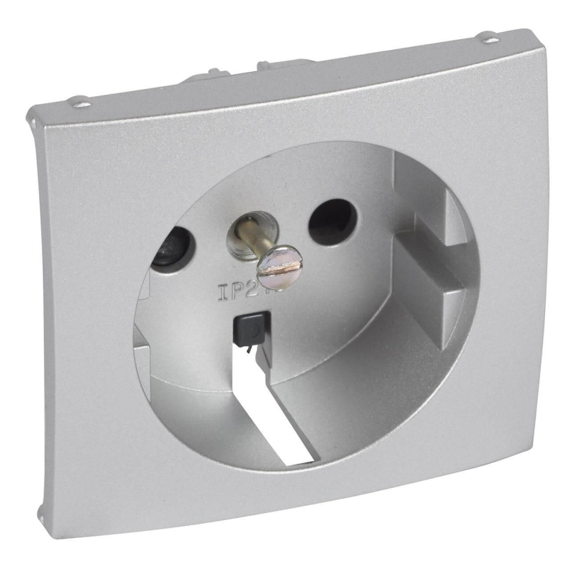 Лицевая панель Legrand Valena розетки 2К+З со шторками алюминий 770257