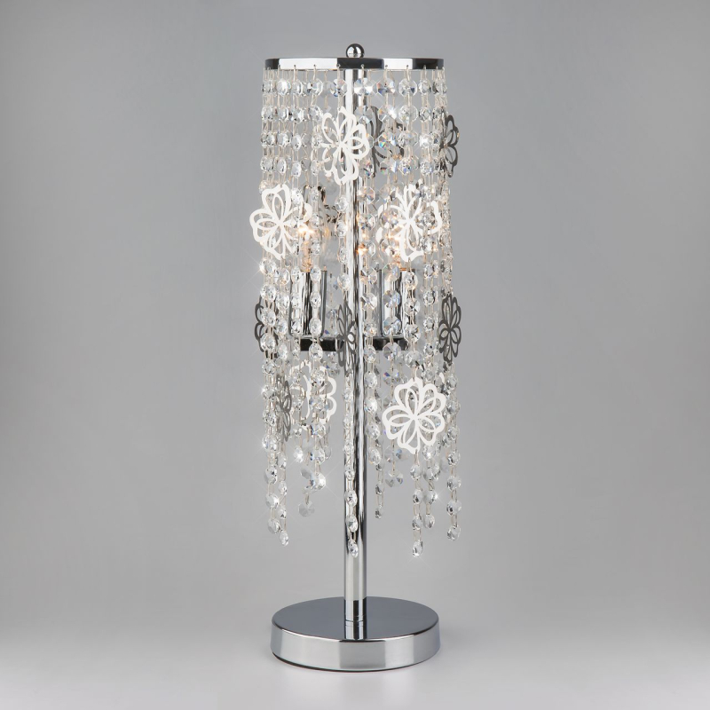 Настольная лампа хрусталь Eurosvet Flower 01035/2 хром/прозрачный хрусталь Strotskis