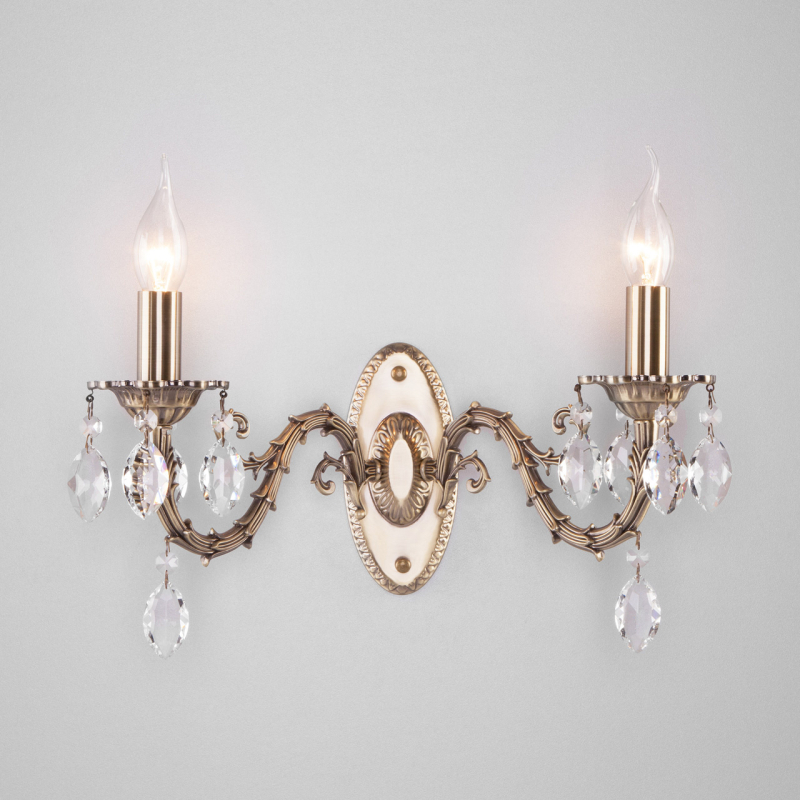 Бра Eurosvet Favola 10102/2 античная бронза/прозрачный хрусталь Strotskis