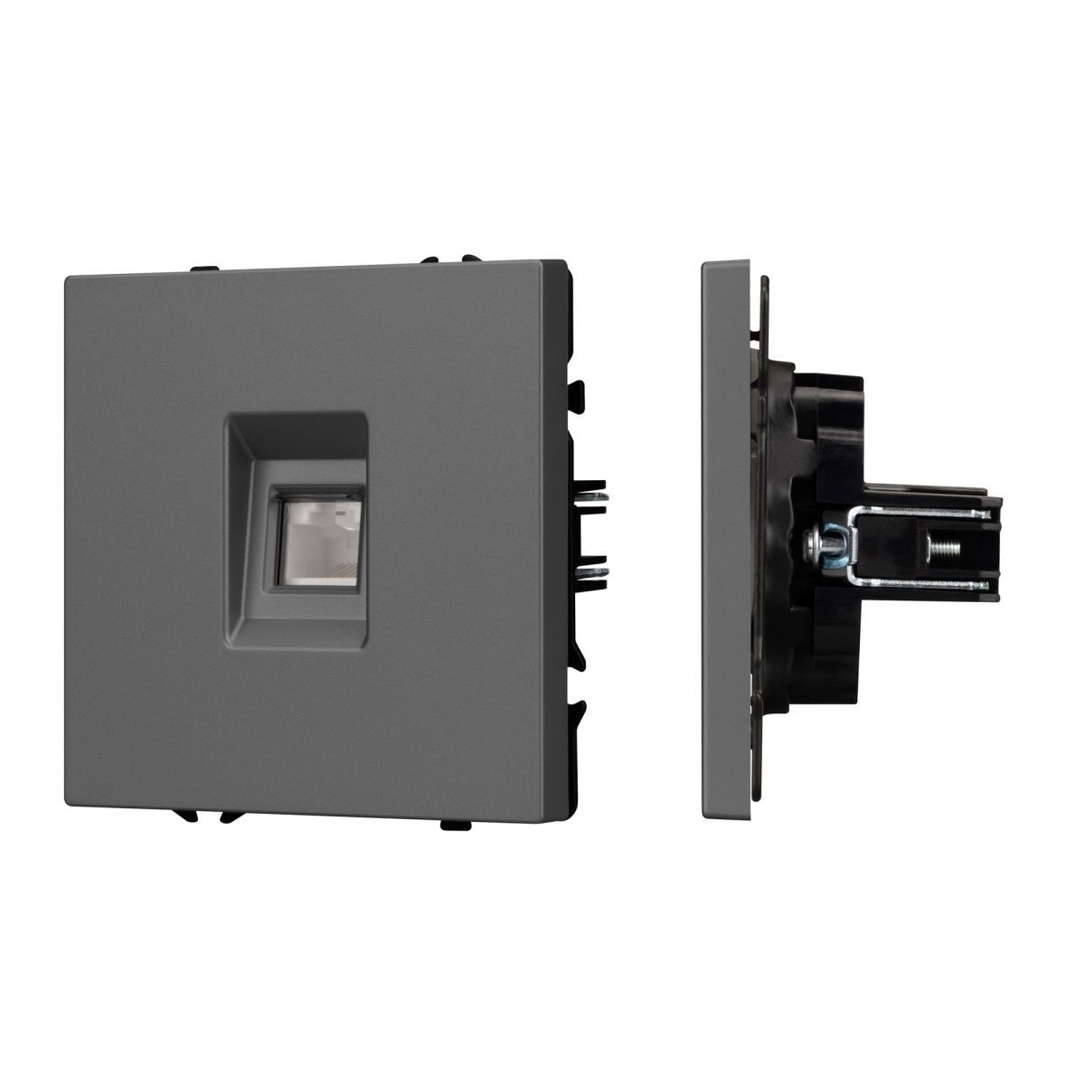 Розетка компьютерная софт-тач серый базальт Arlight SCT-MPC1-SFPL-GR (RJ-45, CAT6) 054307(1)
