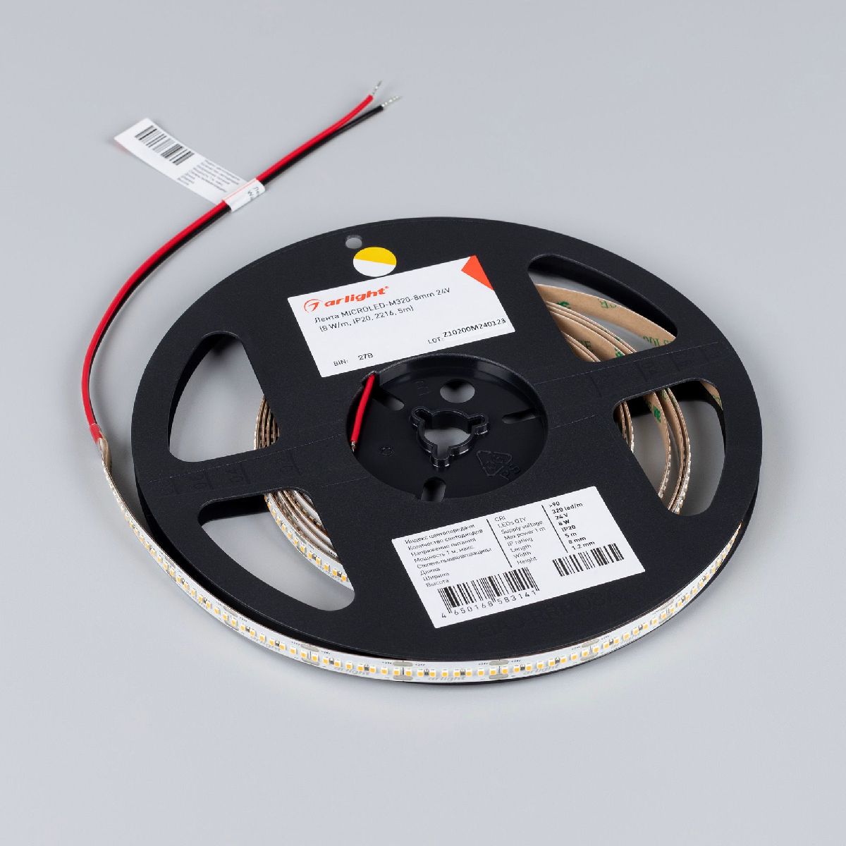 Светодиодная лента Arlight MICROLED-M320-8mm 24V White6000 (8 W/m, IP20, 2216, 5m) 047861