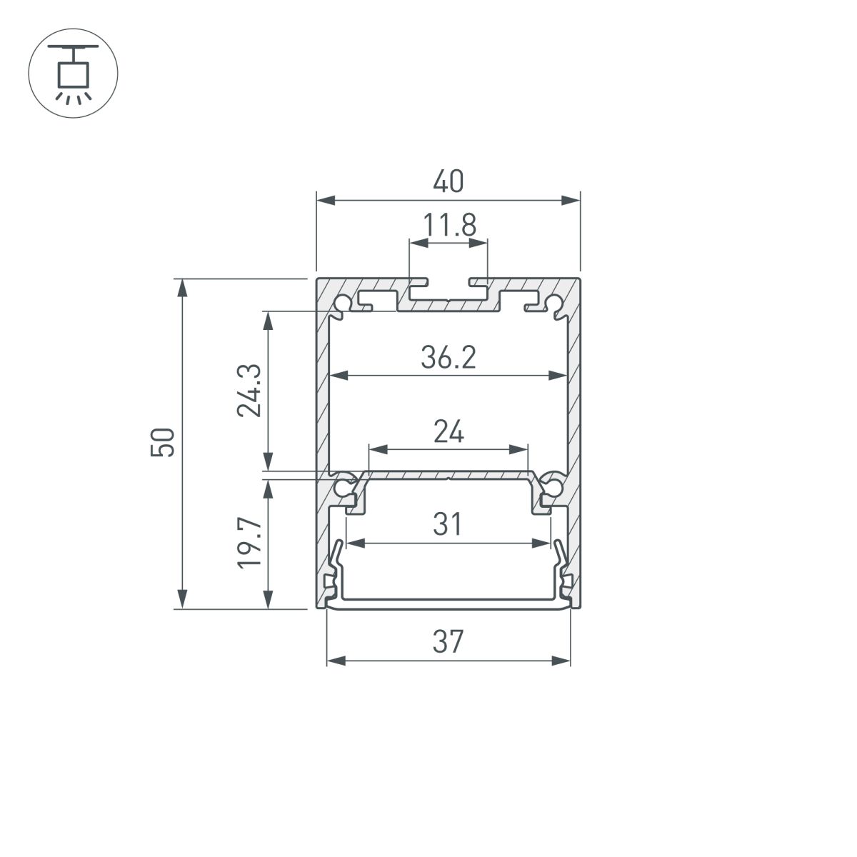 Профиль Arlight IP-LINE-4050-2000 ANOD (Алюминий) 055135