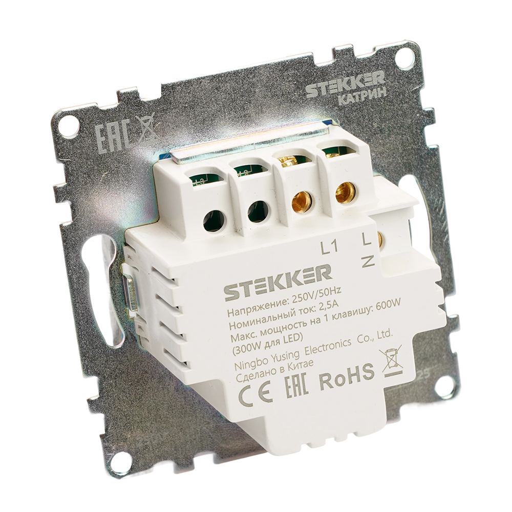 Выключатель 1-клавишный сенсорный (механизм) Stekker Катрин 50272