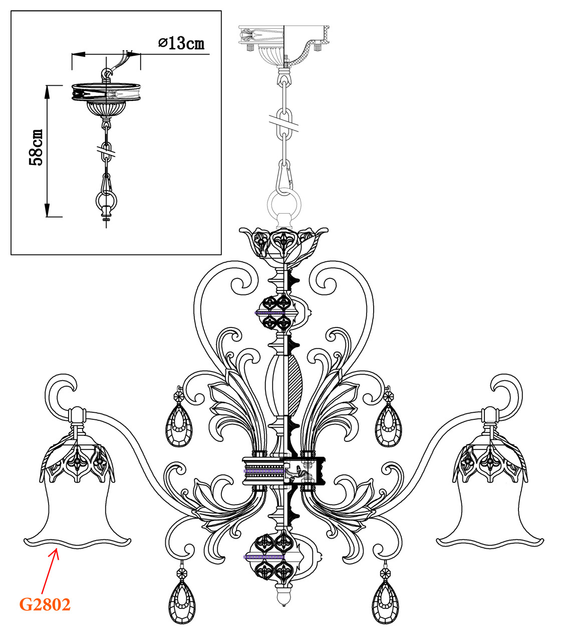 Подвесная люстра Odeon Light Safira 2802/8