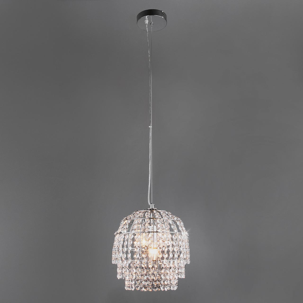 Подвесной светильник Eurosvet Oliver 10091/1 хром/прозрачный хрусталь Strotskis
