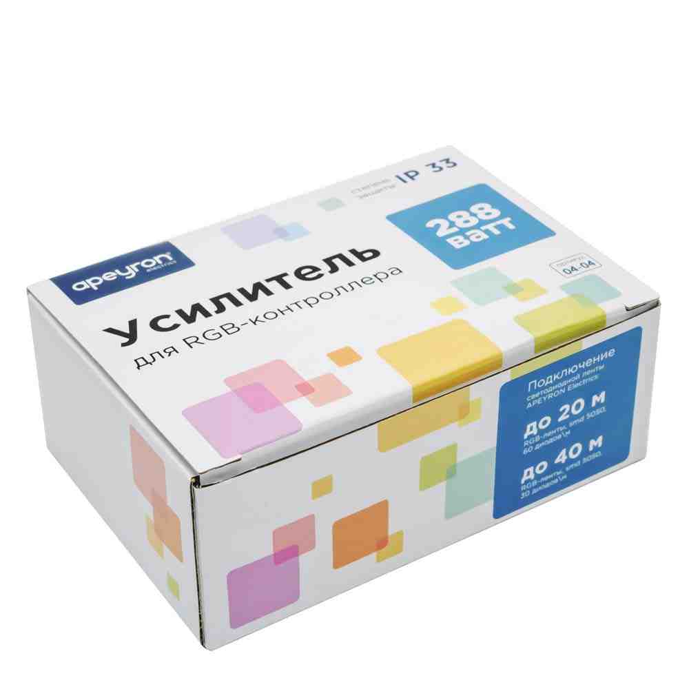 Усилитель RGB Apeyron 12В 288Вт 3 канала*8А 04-04(288)