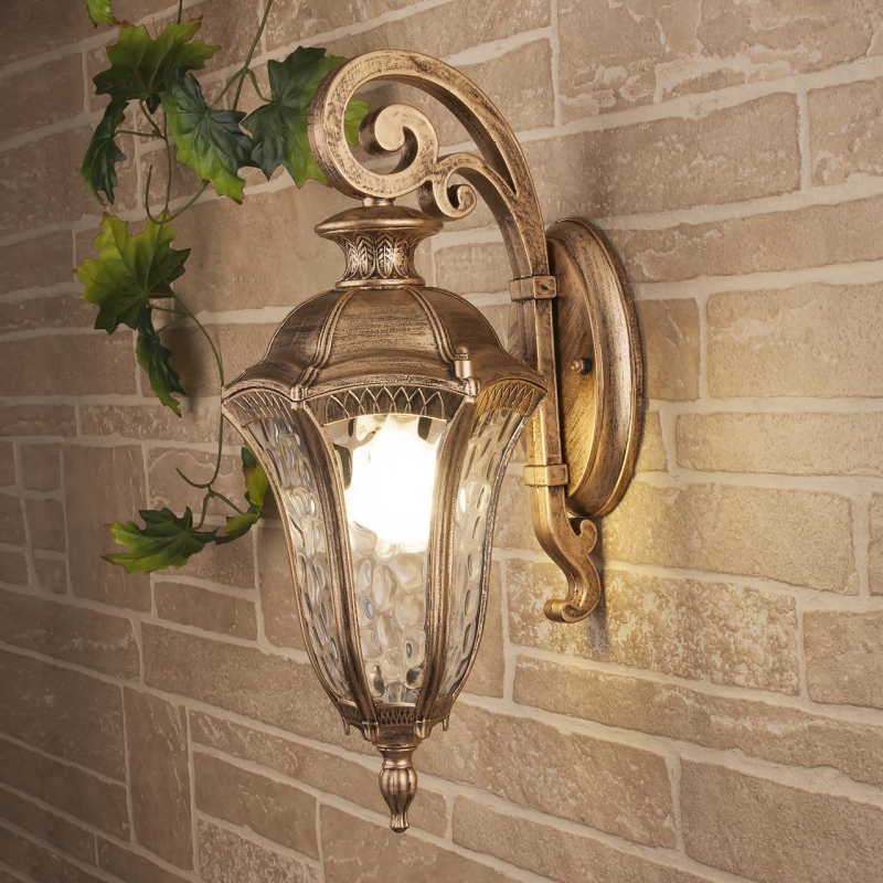 Уличный настенный светильник Elektrostandard Draco GL 1010D черное золото 4690389134197