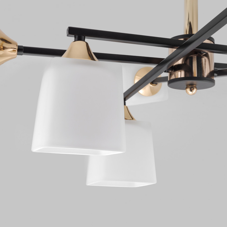 Люстра на штанге IMEX MD.4080-8-S-BK+FGD