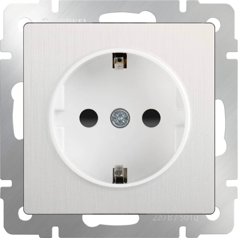 Розетка Werkel с заземлением и шторками перламутровый рифленый WL13-SKGS-01-IP44 4690389124341