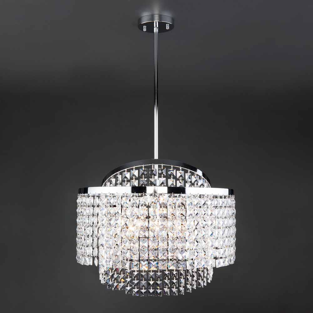 Подвесная люстра Eurosvet Leoni 10090/5 хром/прозрачный хрусталь Strotskis