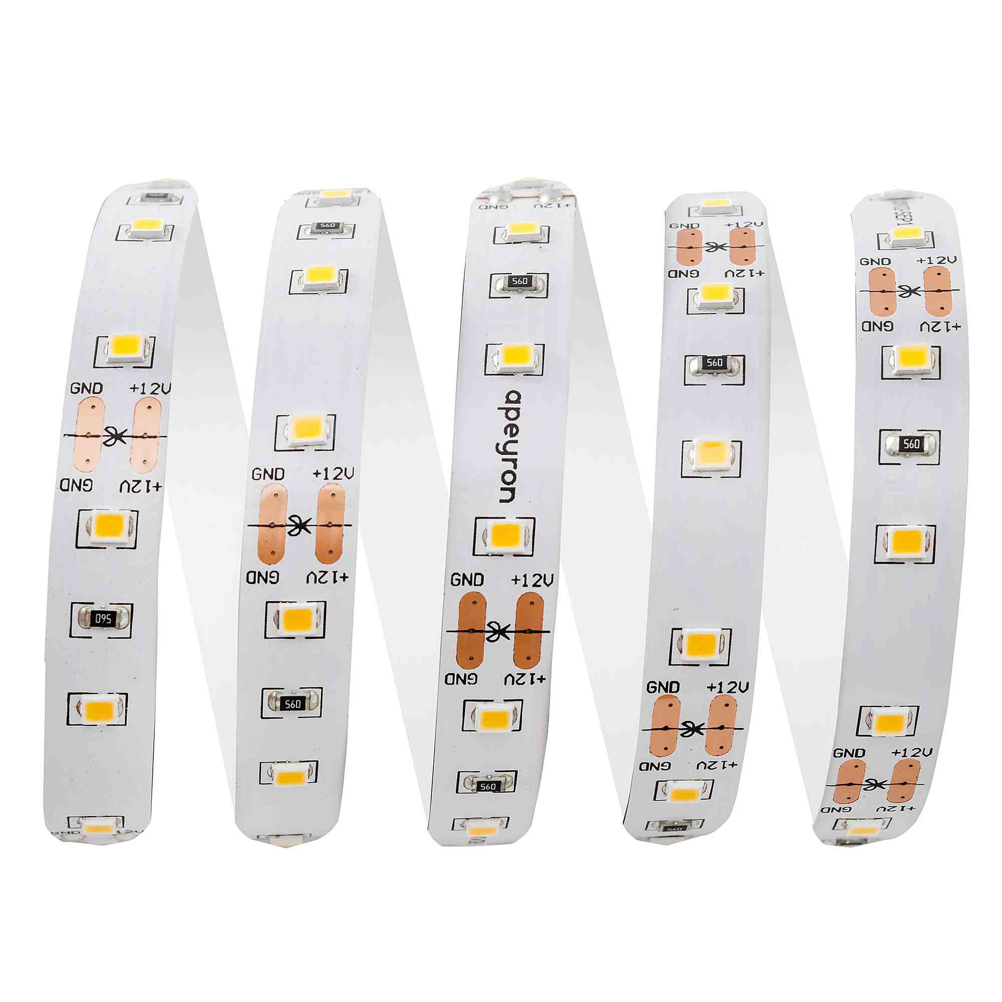Светодиодная лента Apeyron 12В ПРО 12Вт/м smd2835 60д/м IP20 1100Лм/м 5м 3000К 00-454