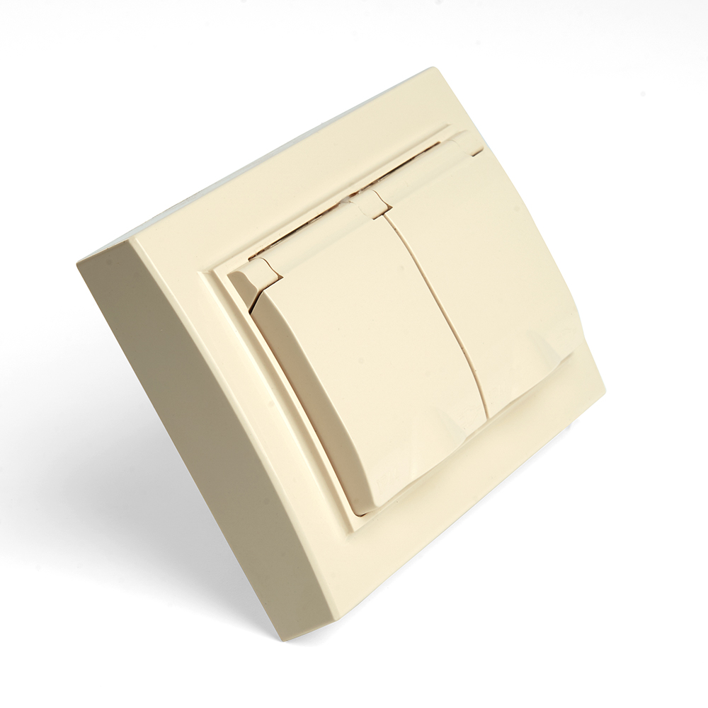 Розетка 2-местная с/з с крышкой Stekker Эрна PST16-9015-02 49137