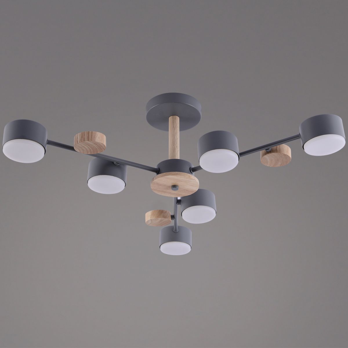 Люстра на штанге Reluce 03758-0.3-06 GREY+WOOD GX53