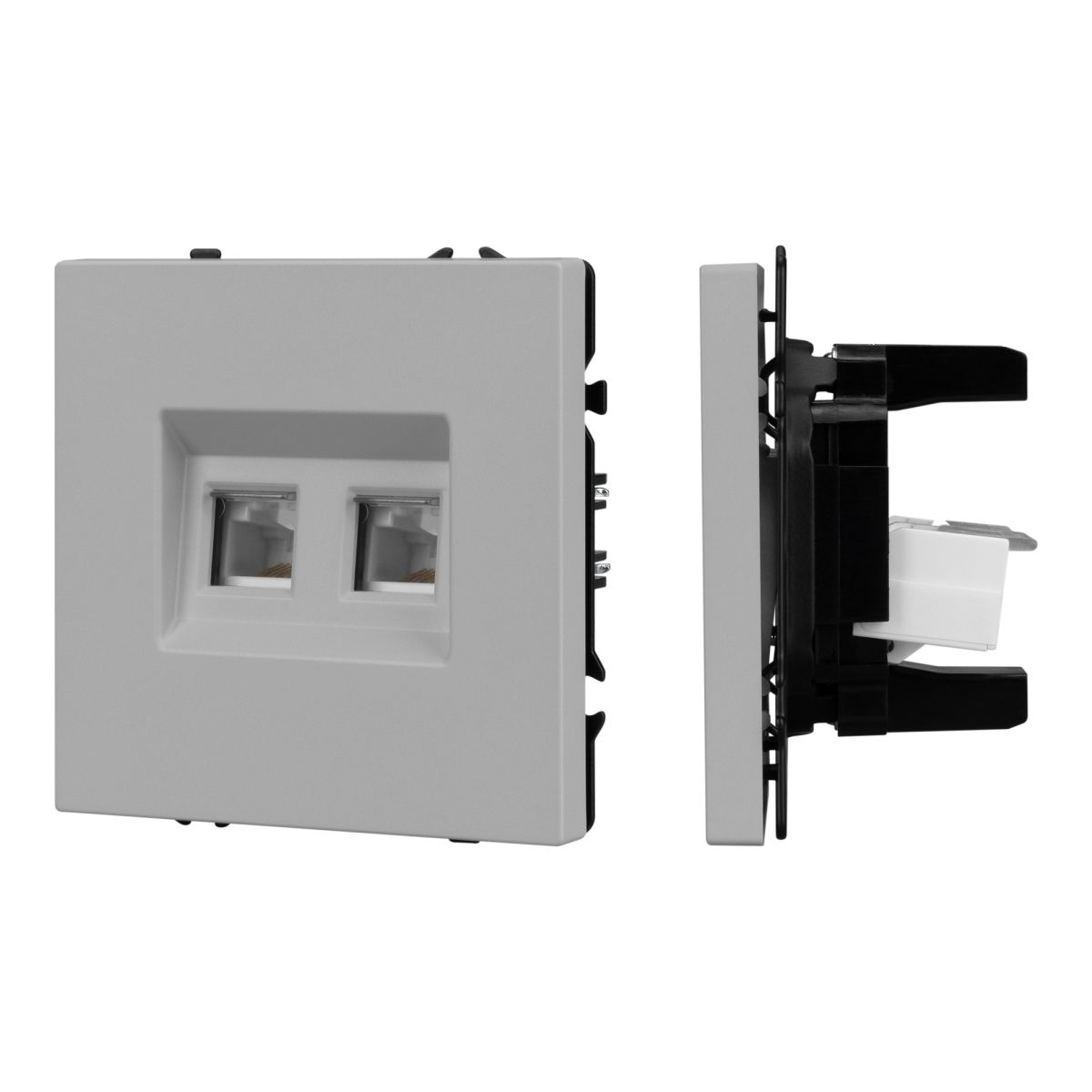Механизм сдвоенной телефонной розетки Arlight SCT-NOBE-MTL2-SFPL-IS (RJ-11, 4C) (Никель) 061890