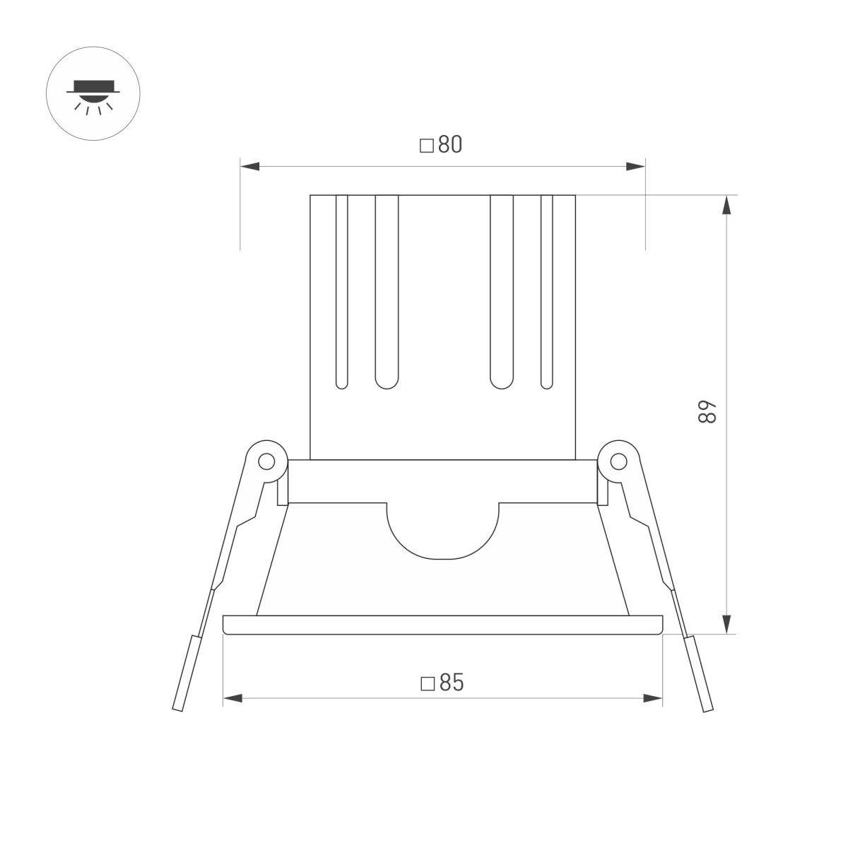 Карданный светильник Arlight MS-FLOW-BUILT-S85x85-12W Warm3000 (WH, 15 deg, 230V) (IP20 Металл) 053777