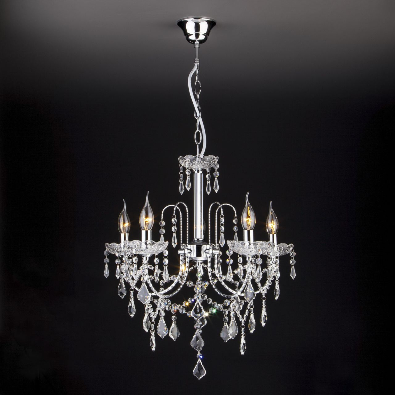 Подвесная люстра Eurosvet 3908/5 хром/прозрачный хрусталь Strotskis